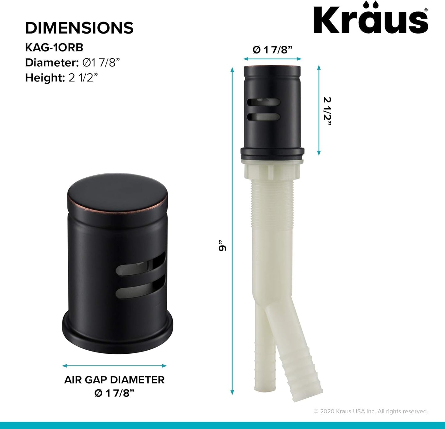 KRAUS Dishwasher Air Gap in Oil Rubbed Bronze, KAG-1ORB
