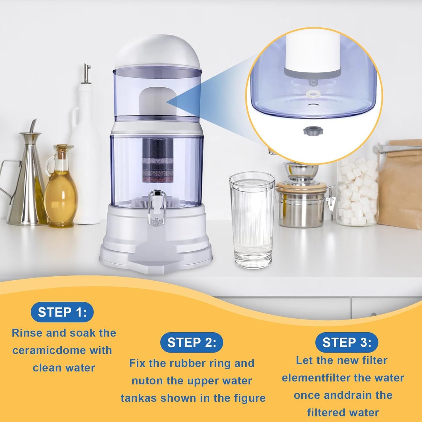 4Pack Replacement Ceramic Dome Water Filter 0.2 to 0.5 micron for Countertop Portable Water Purification System