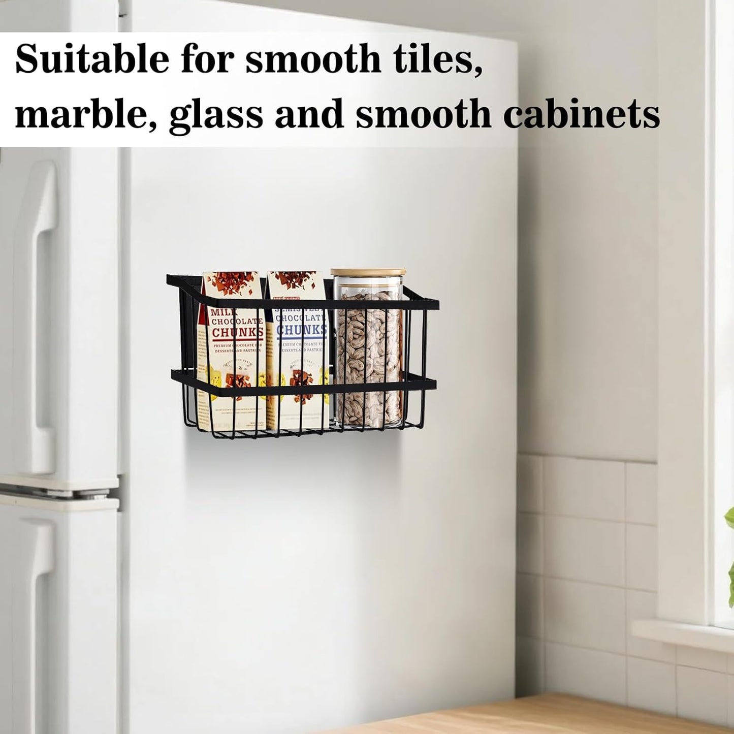 Magnetic Storage Basket, Black Magnetic Towel Basket with Strong Magnet for Kitchen Laundry Room Office School Organization and Home Dryer Ball Storage, 11.02"x3.15"x5.91"