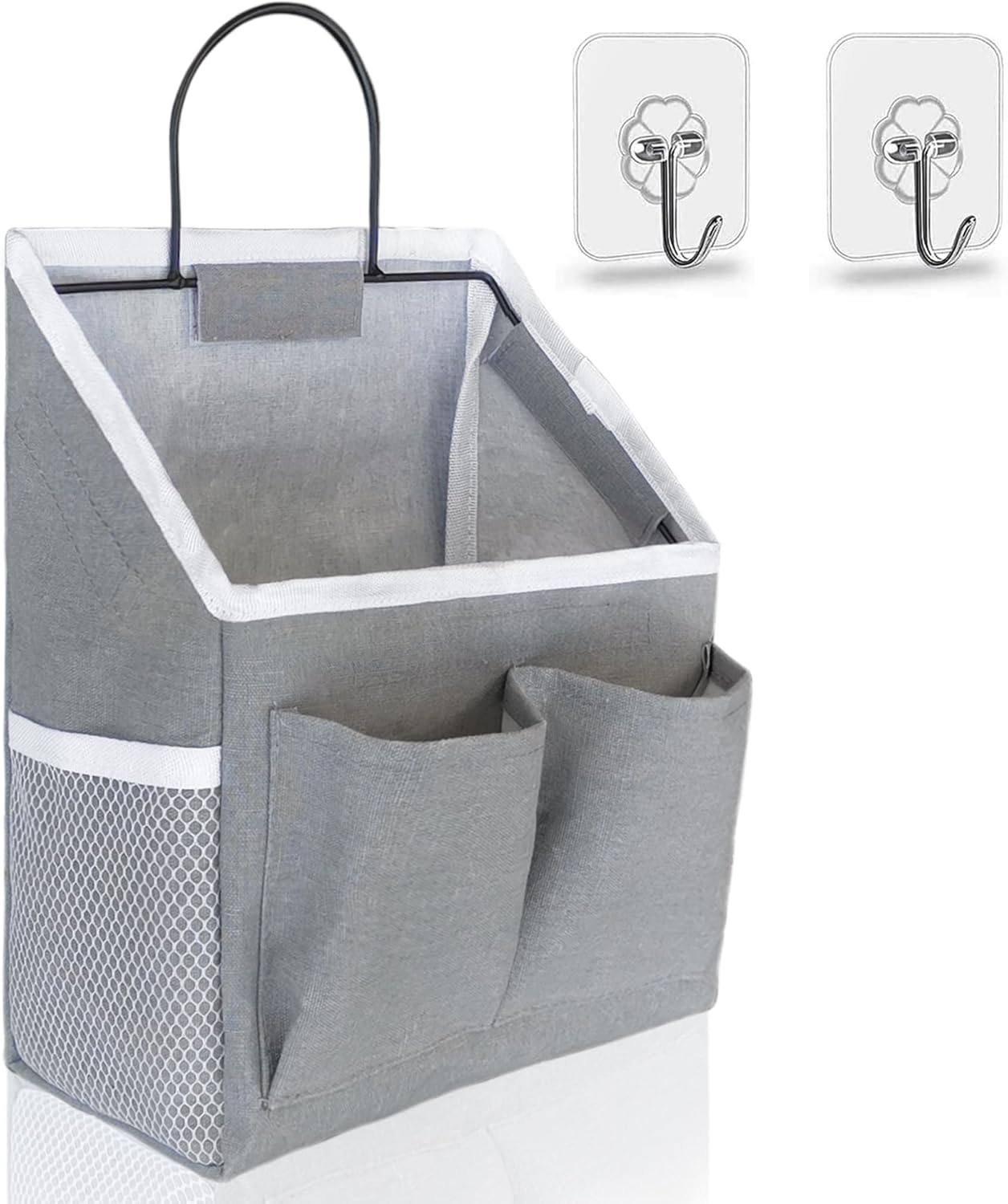 1pcs Small Wall Hanging Baskets for Organizing, Hanging Storage Bag as Over the Door Organizer, Wall File Organizer, Rv Storage and Organization. For Bedroom, Office, Camper (1pcs Gray)