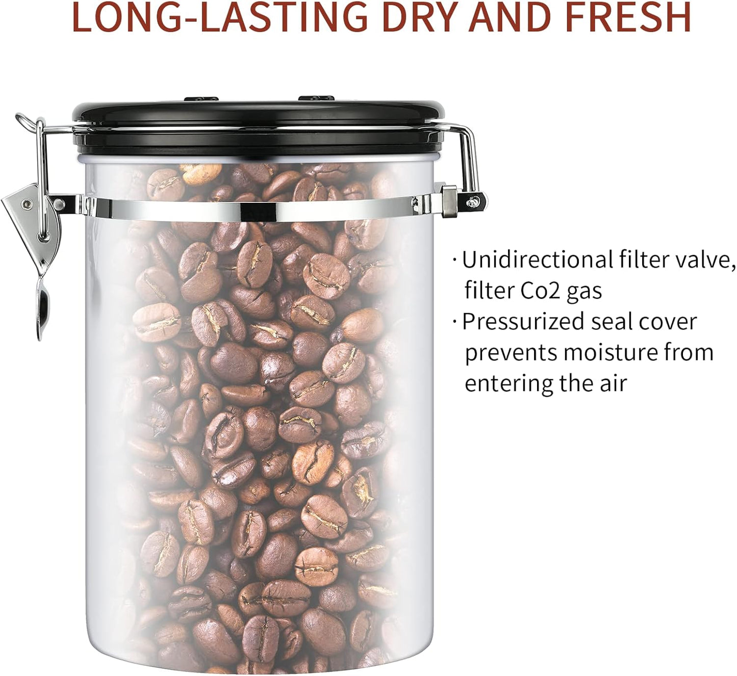 malmo Coffee Canister, Airtight Coffee Container with Date Tracker Lid, Stainless Steel Canister for Kitchen Food Storage (Black-Copper, 12oz)
