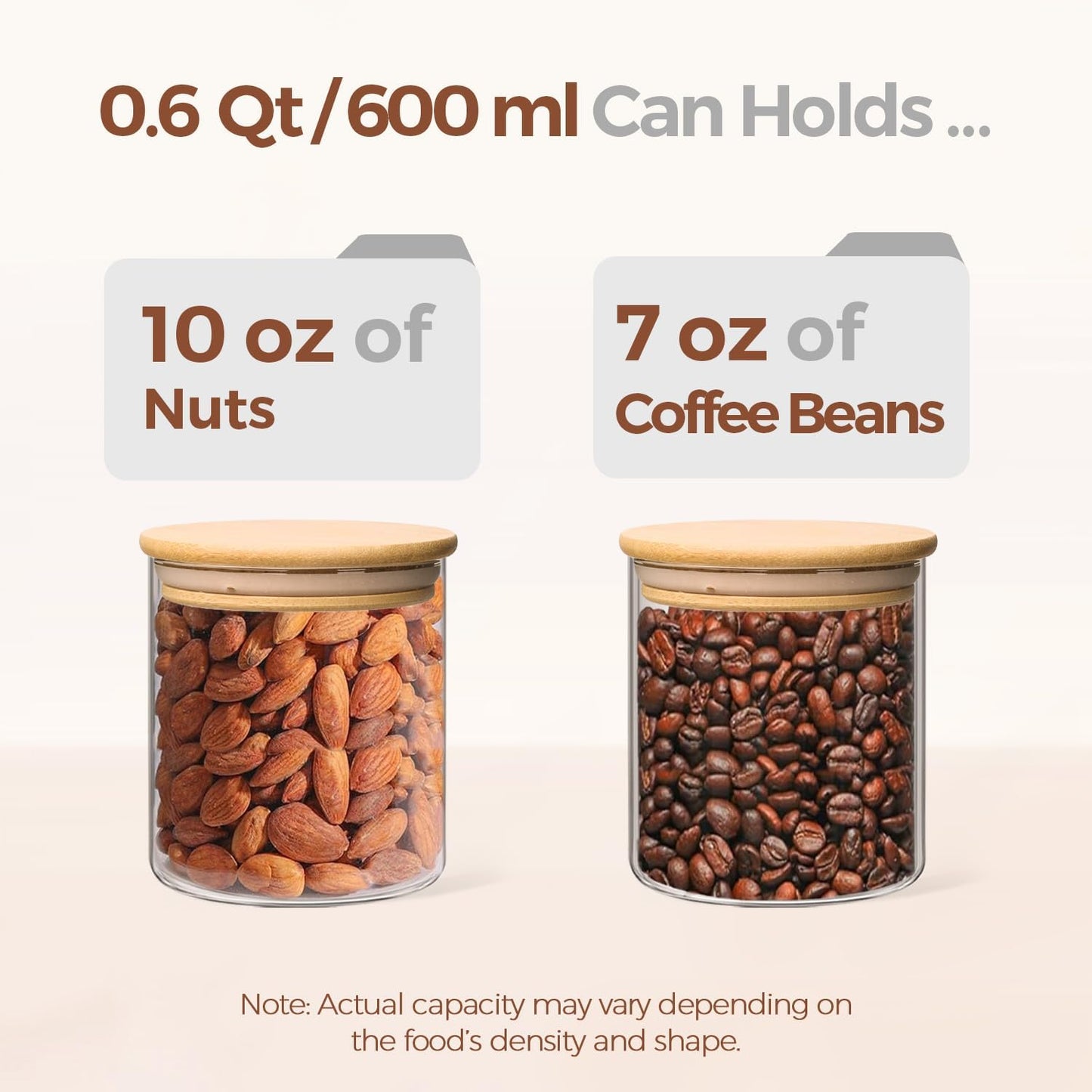 ComSaf 0.6 Qt Glass Food Storage Jars Set of 9, Clear Glass Storage Containers with Lids, Pantry Organization Jar, Spice, Blooming Tea, Oat, Coffee and Sugar Container, Small Canister Set for Kitchen