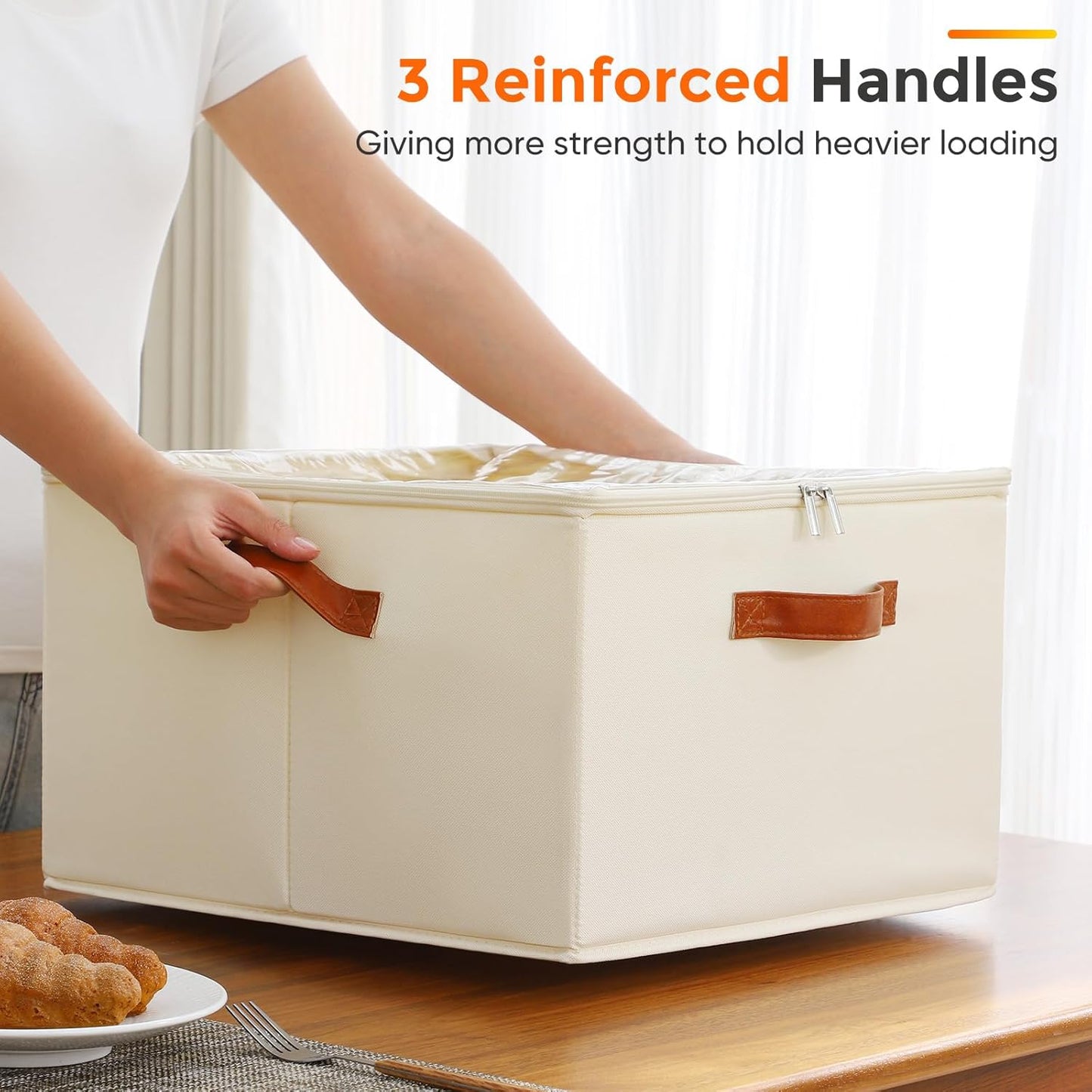 Wine Glass Storage Box with Dividers, 2 Pack Glassware Storage Containers, Stemware Storage Cases Holds 32 Wine Glasses, Stackable Crystal Storage Containers with Clear Cover for Moving，Beige