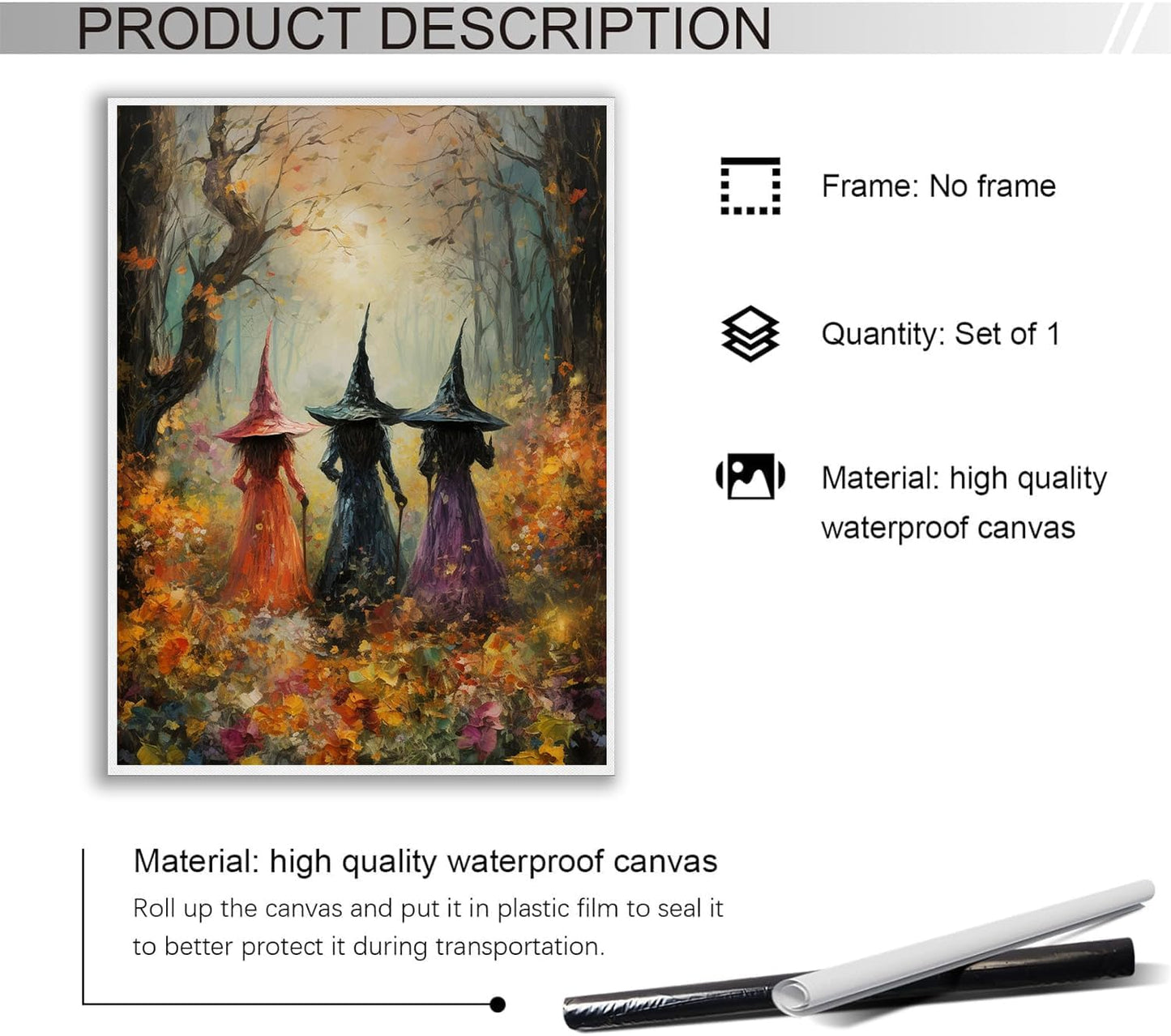 Generic Halloween wall art Posters,Beautiful witches coven amongst the wildflowers art print witches in the woods mystical Witchy Farmhouse Prints,Dark Academia Gothic Room Decor 12x16in Unframed