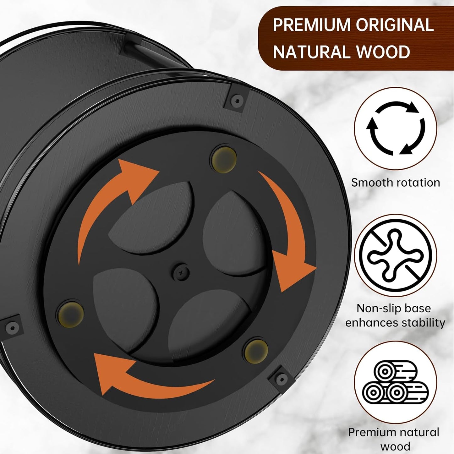 Lazy Susan Organizer 2 Tier - 12.4" Turntable Spice Rack for Table Top, Wooden Rotating Lazy Susan for Cabinet Pantry Kitchen Countertop Dining Table Cupboard Bathroom Vanity Storage(Black)