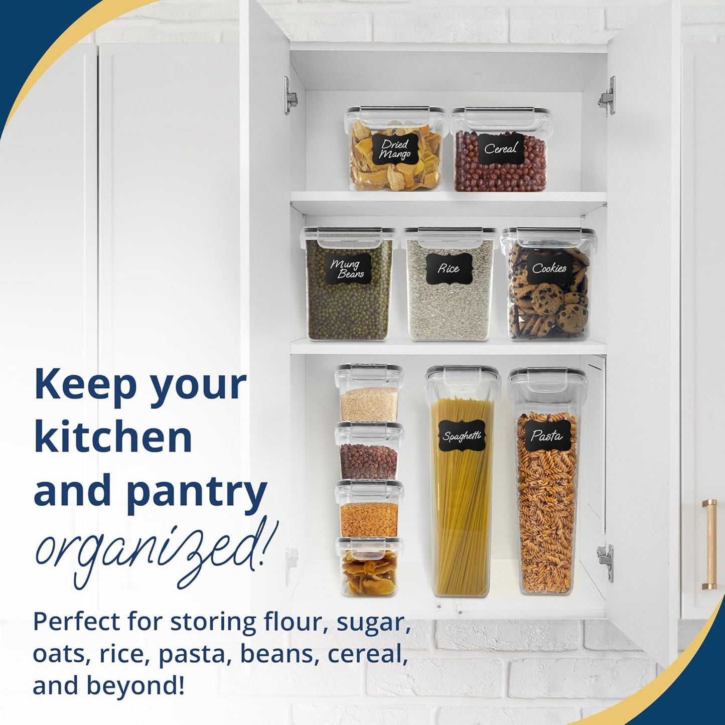 Reli. Airtight Food Storage Containers with Lids (36 Sets) | Kitchen Organizers and Storage Pantry Organizers | BPA Free Plastic Food Containers | Ultra Variety Pack w/Measuring Cup, 42 Labels, Pen