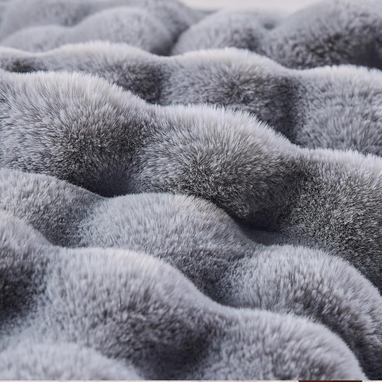 BENVWE Fluffy Faux Fur Throw Blanket for Couch, Soft Plush Thick Cozy Fuzzy Luxury Minky Bubble Blanket for Home Living Room Decor Gift for Women, Light Grey, 51" x 63", 1100GSM