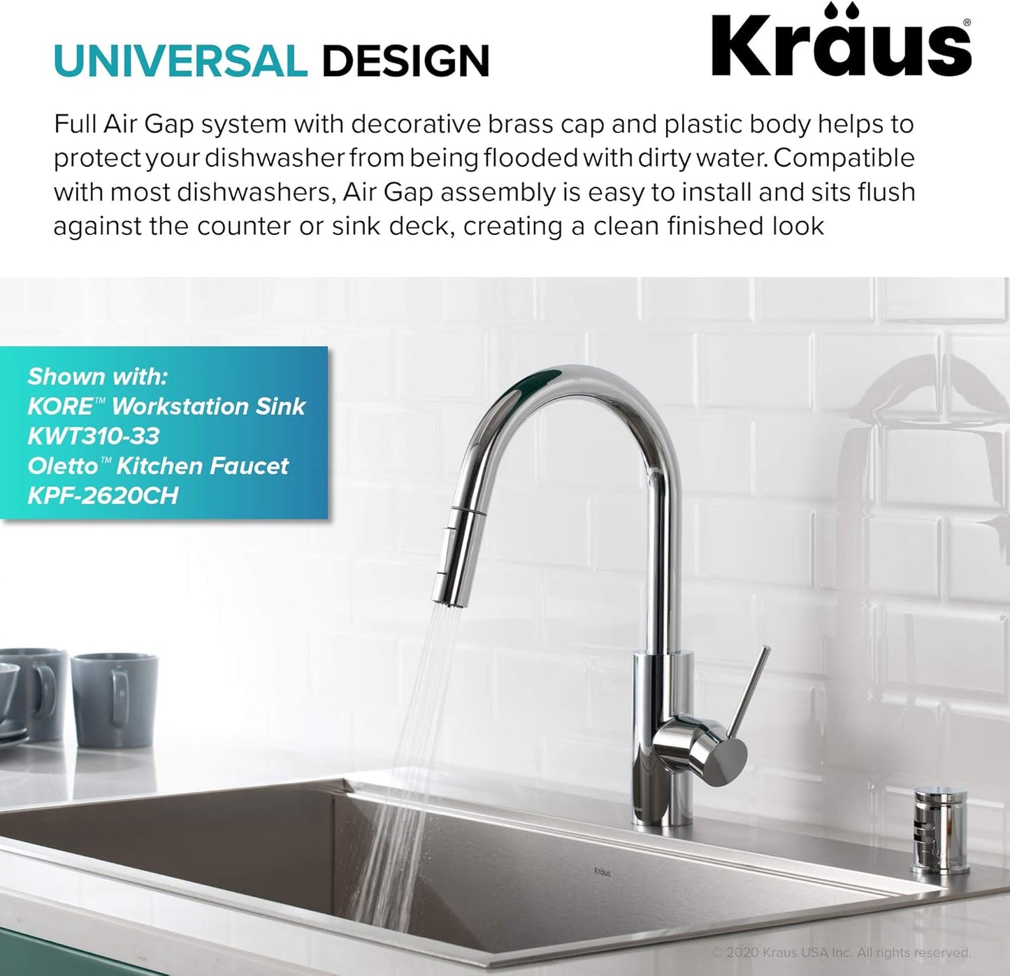 KRAUS Dishwasher Air Gap in Chrome, KAG-1CH