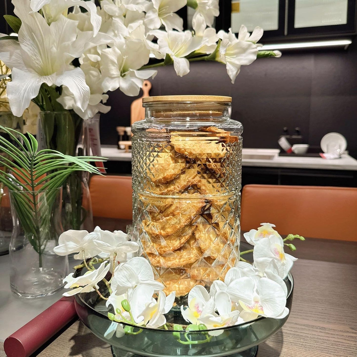 Large Glass Storage Jar, Glass Food Storage Containers with Bamboo Lid, Kitchen Containers Cereal Canisters Decorative Jar for Candy Snack Cookies Coffee Tea Nuts Airtight Glass Jars (Extra Large)