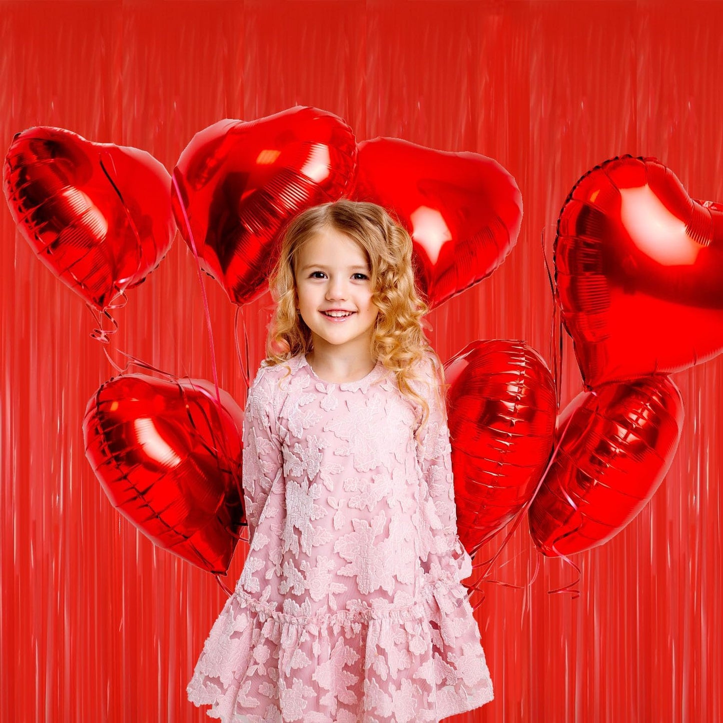 GOER 3.2 ft x 8.2 ft Metallic Tinsel Foil Fringe Curtains Party Photo Backdrop Party Streamers for Birthday,Graduation,New Year Eve Decorations Wedding Decor(5 Packs,Candy Red)