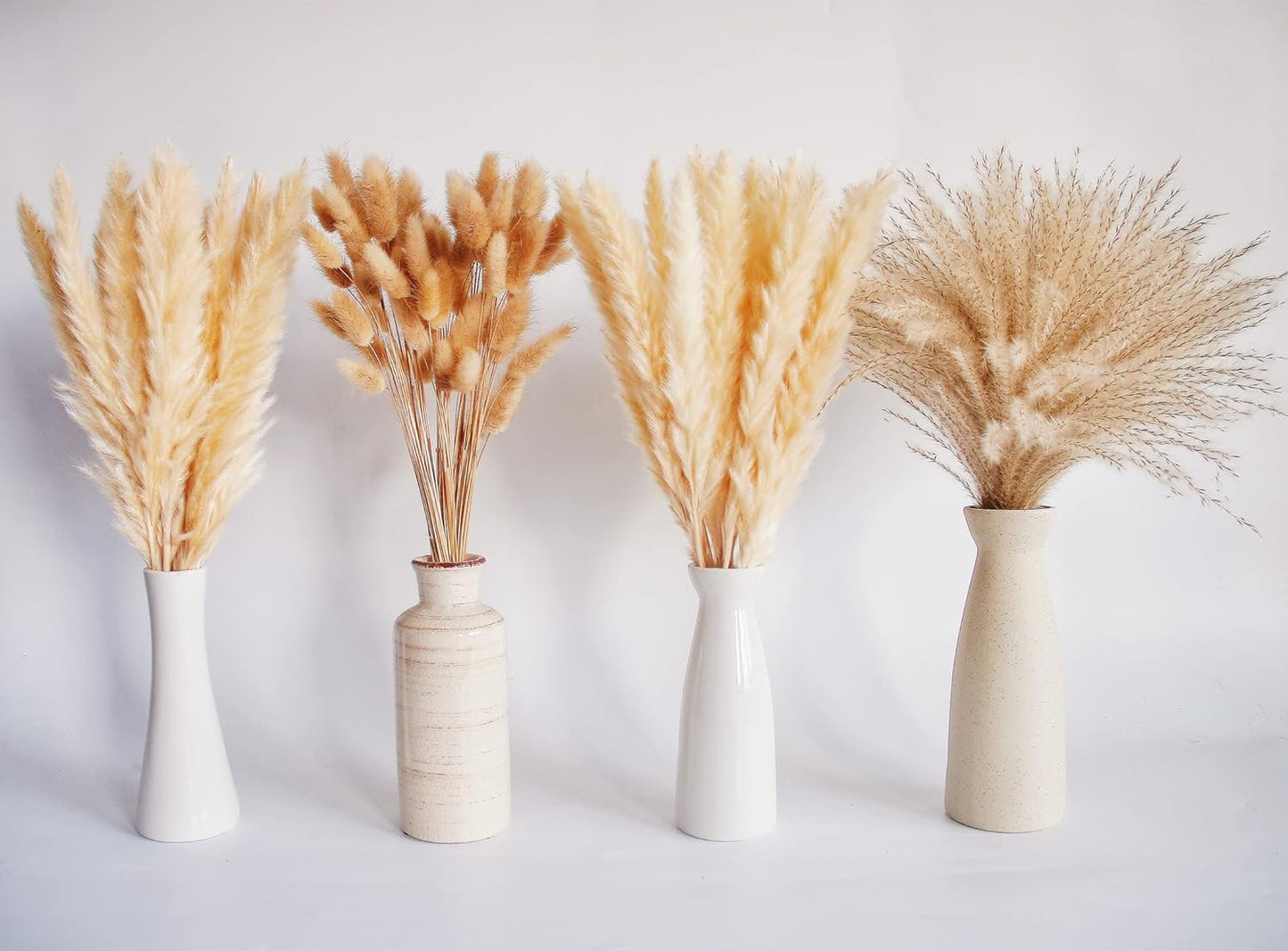 Natural Dried Pampas Grass Decor, Beige Pampas Grass, Bunny Tails Dried Flowers, Reed Grass Bouquet for Wedding Boho Flowers Home Table Decor, Rustic Farmhouse Party (100 in Total )
