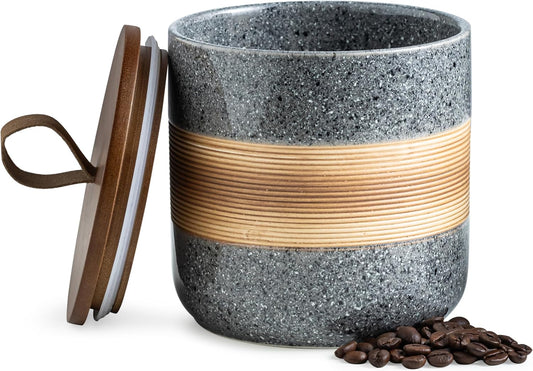 Spice Jars with Airtight Lid, Coffee Container Canister Kitchen Food Storage Jars for Spice Sugar Tea Bag, Stackable Decorative Jars for Countertop, Grey & 37oz