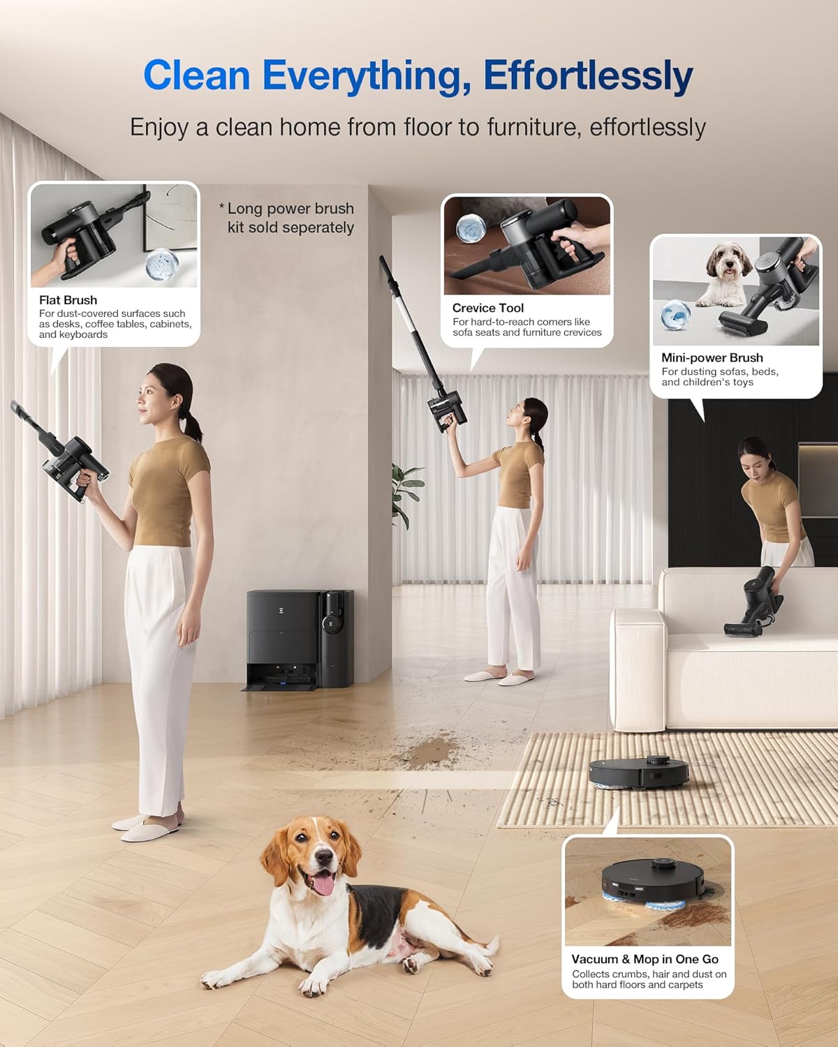 ECOVACS DEEBOT T30S Combo Robot Vacuum and Mop, All in One Cleaning Hub, 11000Pa, ZeroTangle Technology, TruEdge Adaptive Edge, Dual Self-Emptying, Hot Water Washing