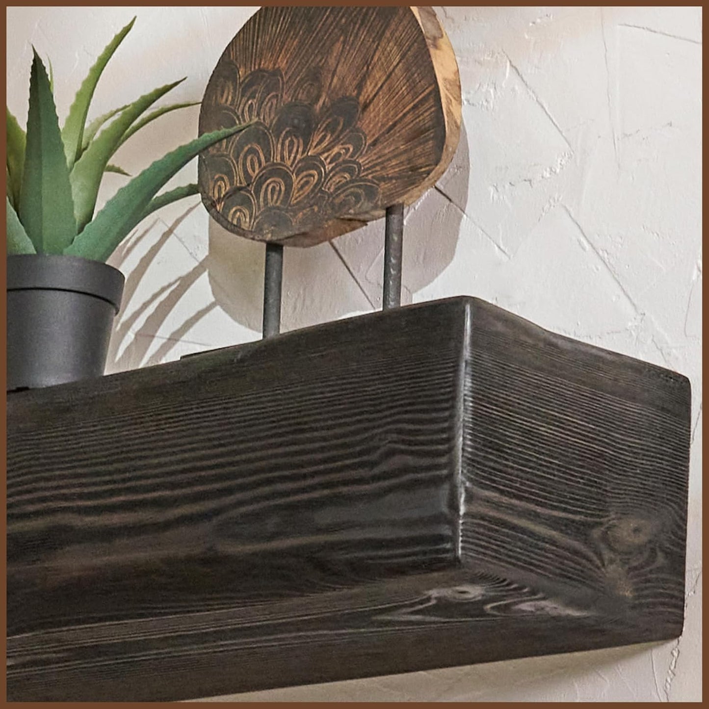 Handmade Fireplace Mantel Shelf 60", Extra Wide Rustic Wood Mantles for Over Fireplace, Wall Mounted Floating Mantel Shelves for Living Room Decor (Ebony, 60Lx6Hx8D)