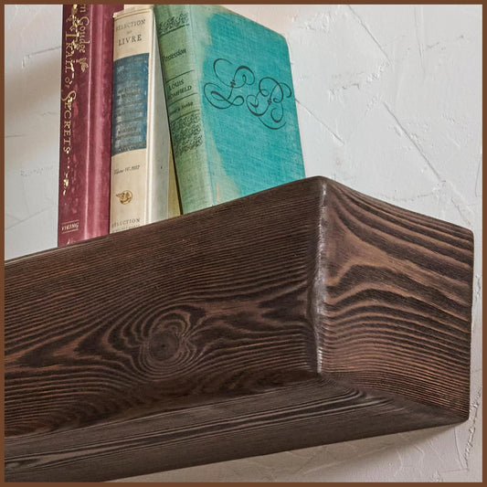 Handmade Fireplace Mantel Shelf, Extra Wide Rustic Wood Mantles for Over Fireplace, Wall Mounted Floating Mantel Shelves for Living Room Decor (Dark Walnut, 60 inches)