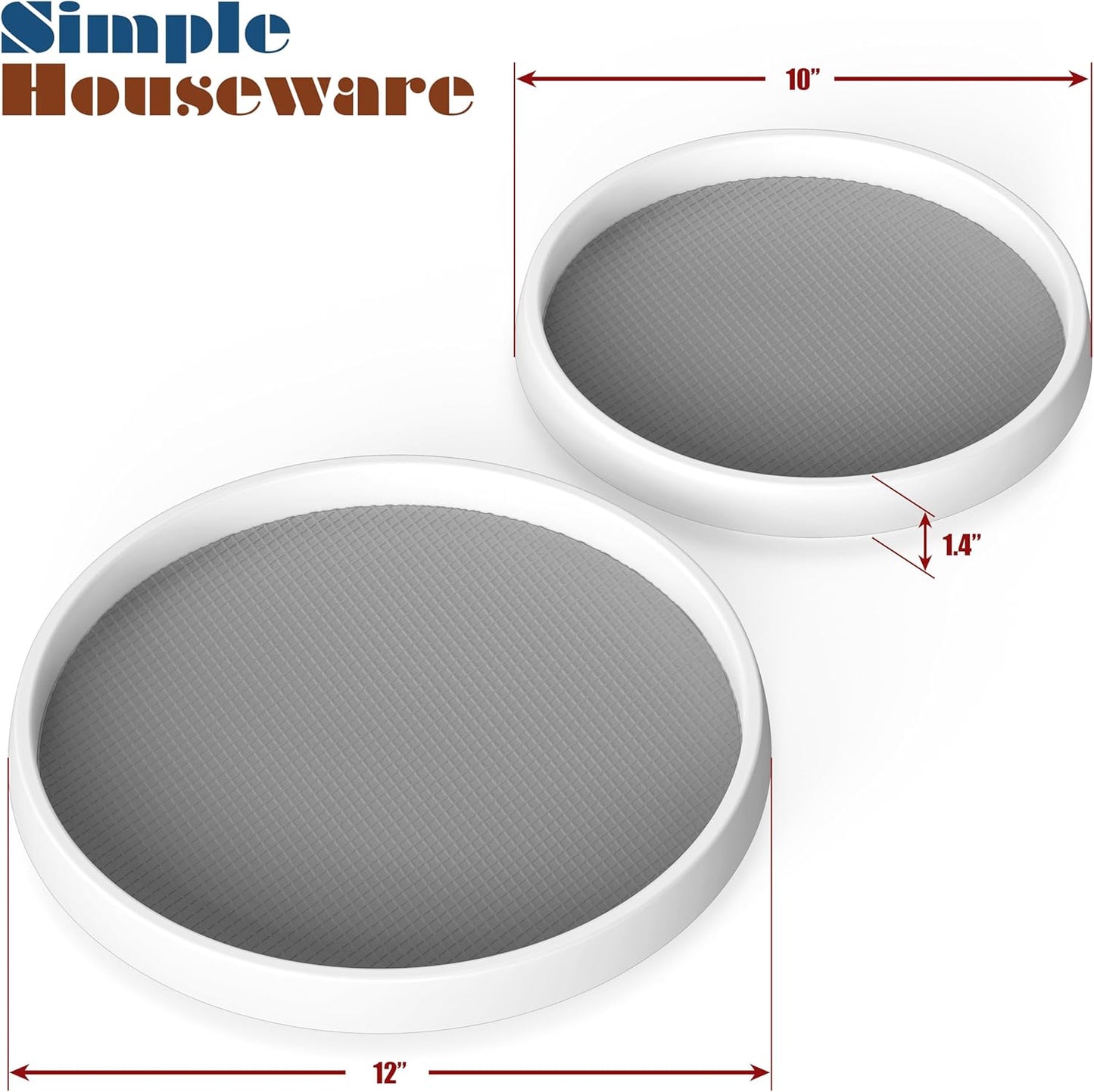 Simple Houseware Lazy Susan Spice Organizer Rotating Tray, 4-Pack (2 Medium 10'', 2 Large 12'')