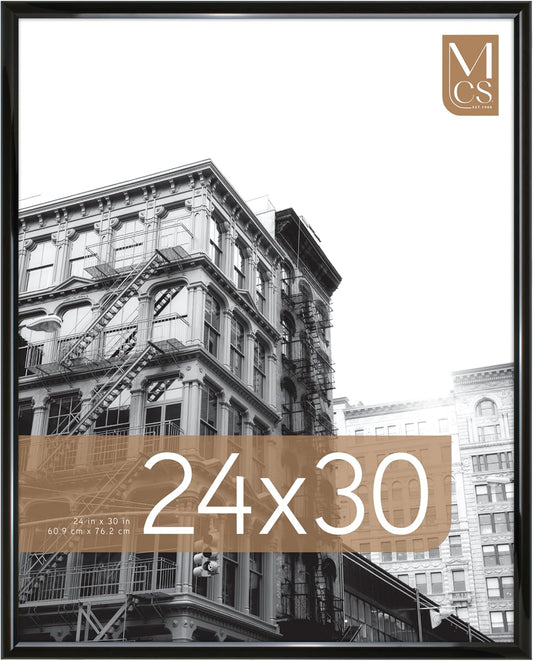 MCS Trendsetter 24x30 Poster Frame Black High-Gloss, Vertical & Horizontal Wall Hanging Large Picture Frame for Photos, Posters & Art Prints (1-Pack)