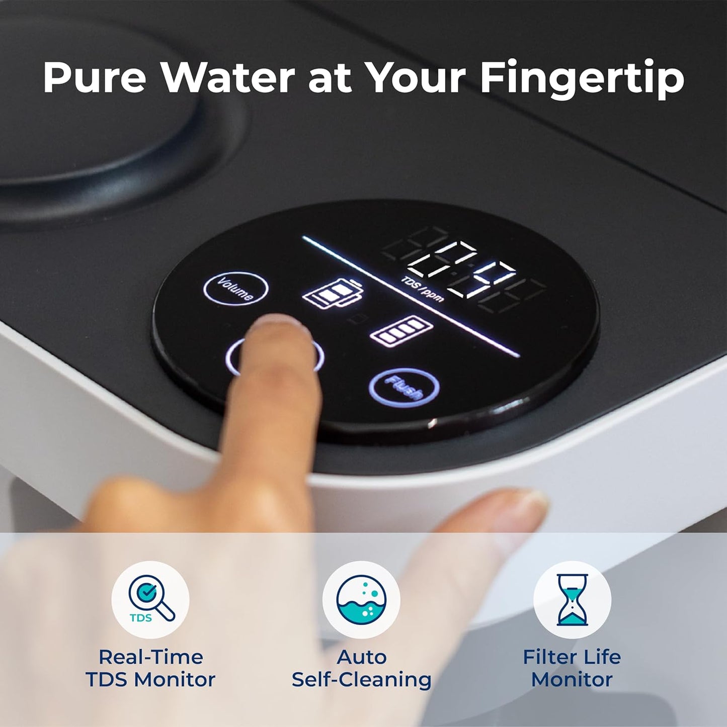 Bluevua RO100ROPOT-LITE Countertop Reverse Osmosis Water Filter System, 5 Stage Purification, 3:1 Pure to Drain, Portable Water Purifier (No Installation Required) (White)