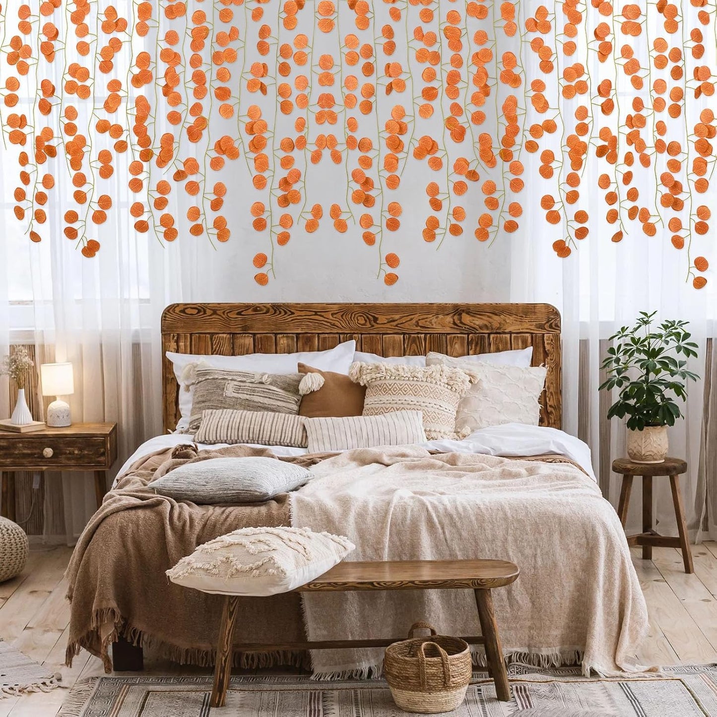 DearHouse 86 Feet 12 Strands Artificial Eucalyptus Leaf Plants Fall Garland Vine Hanging Eucalyptus Garland Thanksgiving Decor for Home Kitchen Wedding Wall Decor