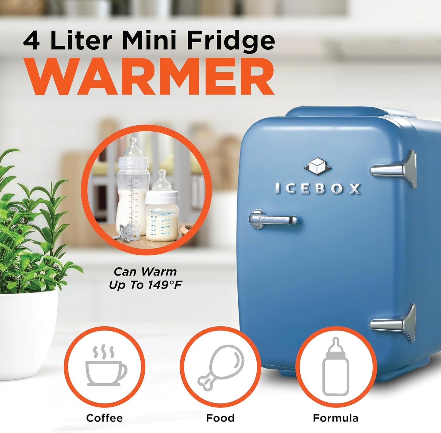 IBMF4SLT Fridge for Bedroom, Skincare, Portable Cooler & Warmer for Makeup, for Office & Home Refrigerator, Mini (4 L / 6-Can), Slate Blue