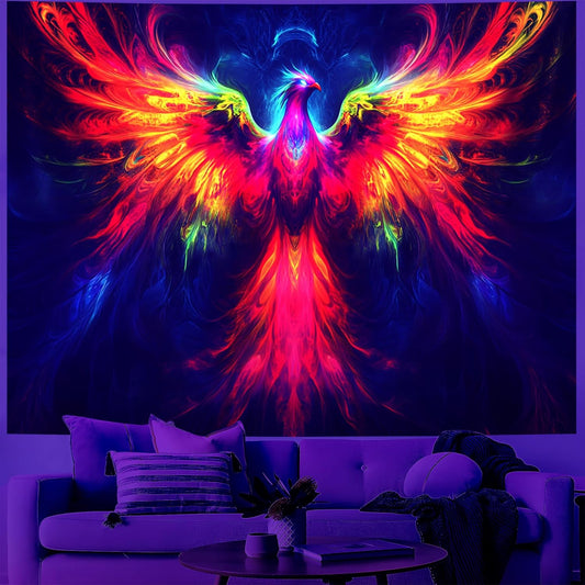 Blacklight Tapestry,WingTapestry Glow In The Dark,UV Reactive Black Light Upright Posters Wall Hanging for Bedroom Dorm Living Room Backdrop Decor (wing16, 59L" x 51W")