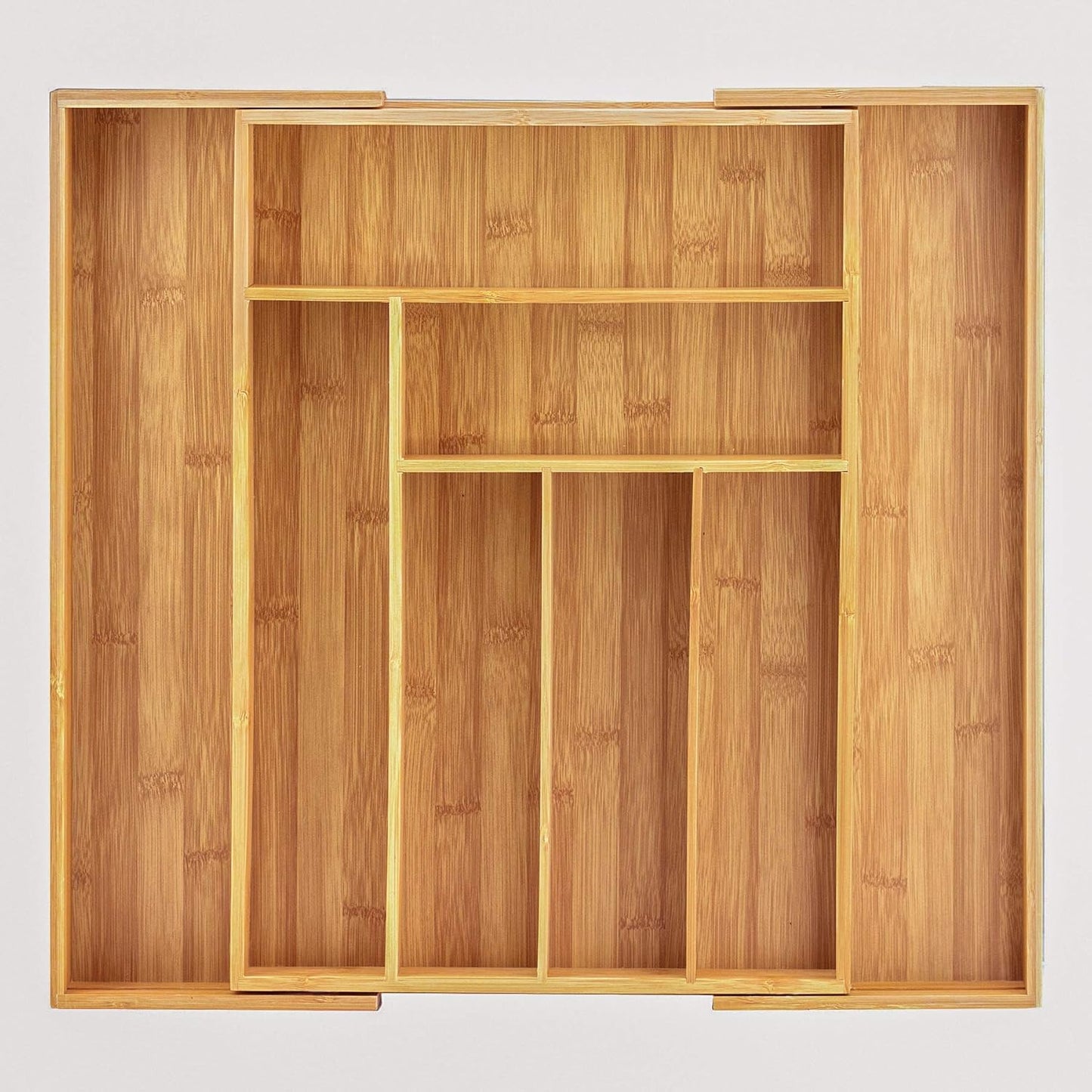 Totally Bamboo Kitchen Drawer Organizer, Expandable Silverware Organizer and Utensil Holder, 8 Compartments with Dividers