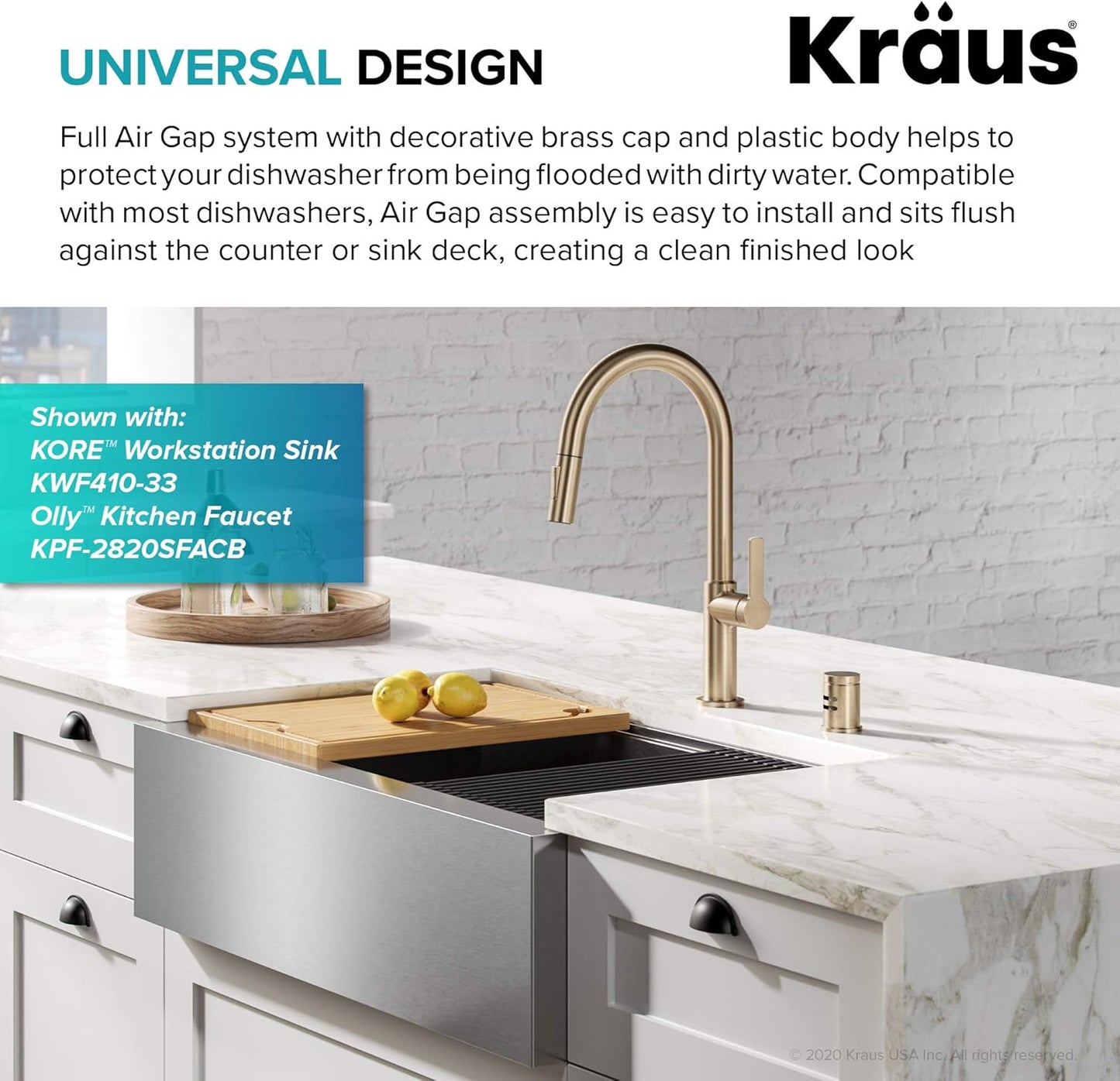 KRAUS Dishwasher Air Gap in Spot Free Antique Champagne Bronze, KAG-1SFACB