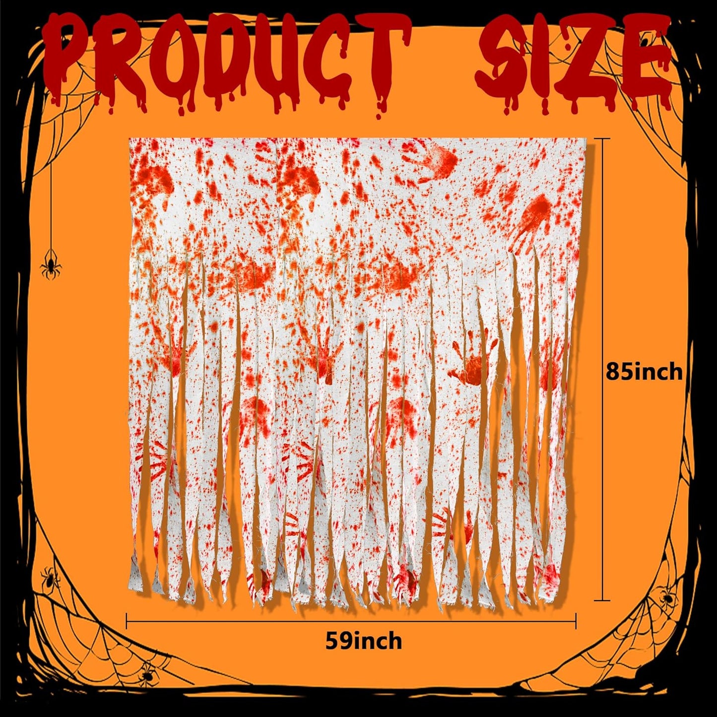 Sfcddtlg 2 Pcs Halloween Door Curtains - 85 x 59 Inch Bloody Handprint Doorway Decorations - Scary Creepy Curtain Cloth for Halloween Party Haunted House Decoration