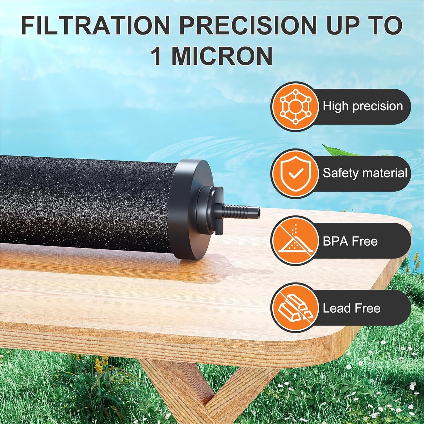 SKYSEN Water Filter Replacement for Berkey® BB9-2, Compatible with Berkey® Gravity Water Filter System.(wfr-4)