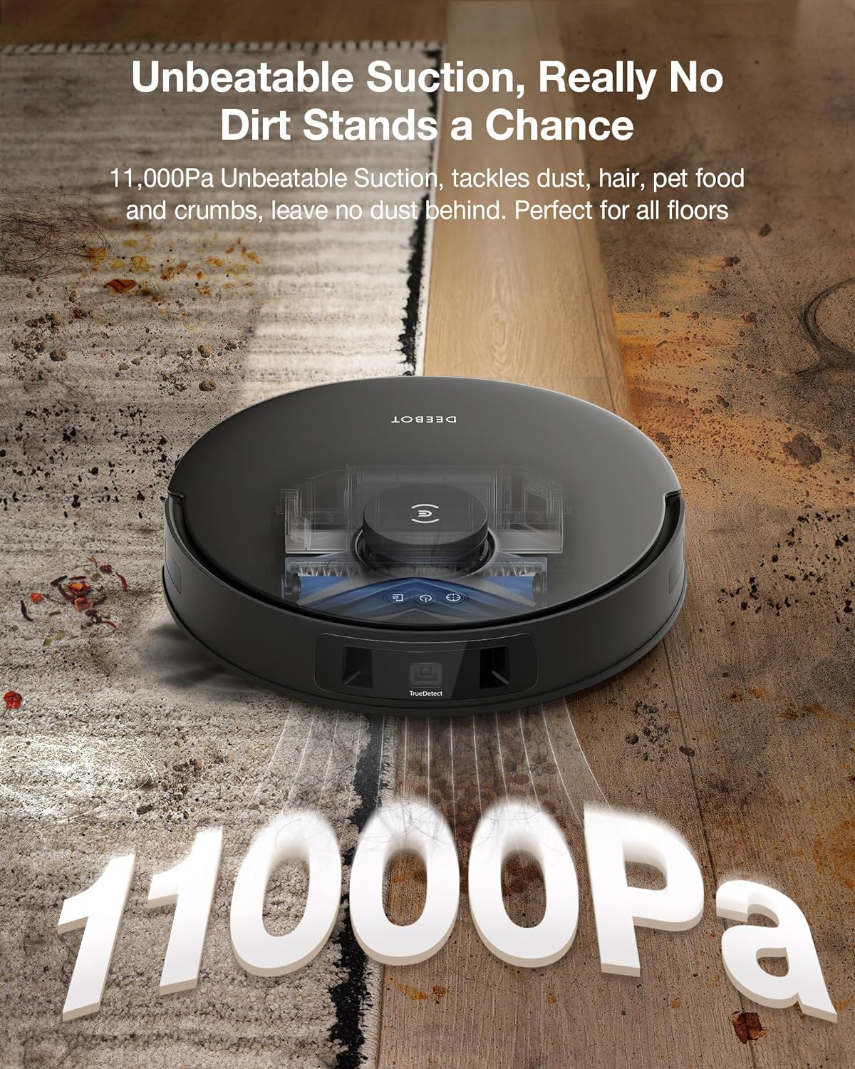 ECOVACS DEEBOT T30S PRO Robot Vacuum and Mop, 11000Pa, TruEdge Adaptive Edge Mopping, ZeroTangle Technology, AI Instant Re-mop, Self-Emptying & Refilling, AI Obstacle Avoidance