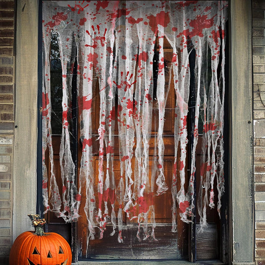 Sfcddtlg 2 Pcs Halloween Door Curtains - 85 x 59 Inch Bloody Handprint Doorway Decorations - Scary Creepy Curtain Cloth for Halloween Party Haunted House Decoration